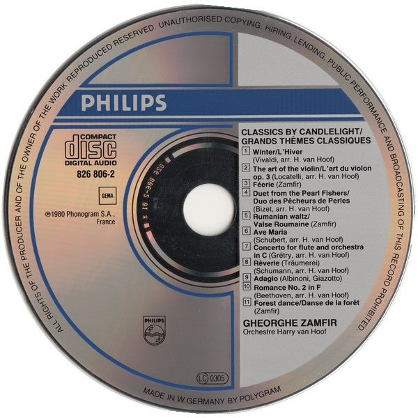 Gheorghe Zamfir : Classics By Candlelight (CD, Album, RM)