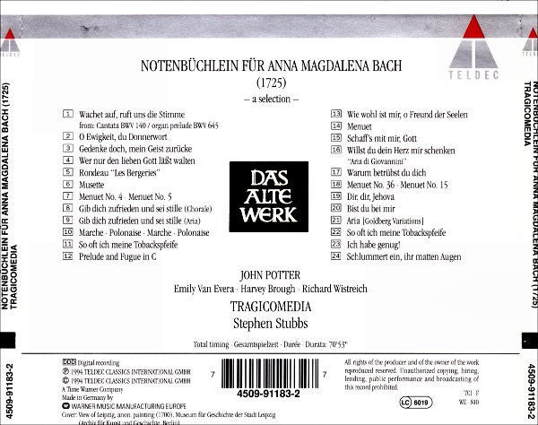 Johann Sebastian Bach - Tragicomedia, Stephen Stubbs : Notenbüchlein Für Anna Magdalena Bach – A Selection – (CD)