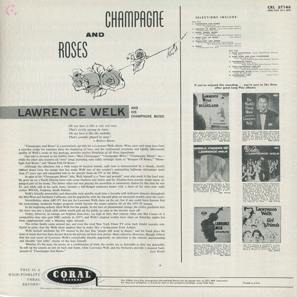 Lawrence Welk And His Champagne Music : Champagne And Roses (LP, Album)
