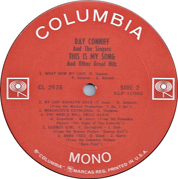 Ray Conniff And The Singers : This Is My Song And Other Great Hits (LP, Album, Mono)