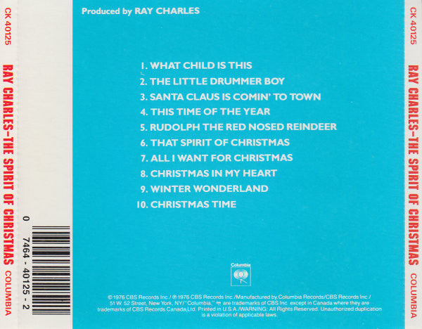 Ray Charles : The Spirit Of Christmas (CD, Album)