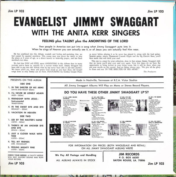 Jimmy Swaggart : In The Shelter Of His Arms (LP, Album)