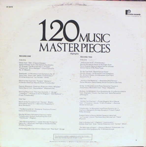 Various : 120 Music Masterpieces Highlights Vol. 1 (2xLP, Comp)