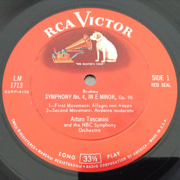 Brahms* - Toscanini* And The NBC Symphony Orchestra : Symphony No. 4, In E Minor, Op. 98 (LP, Album, Mono, RP)