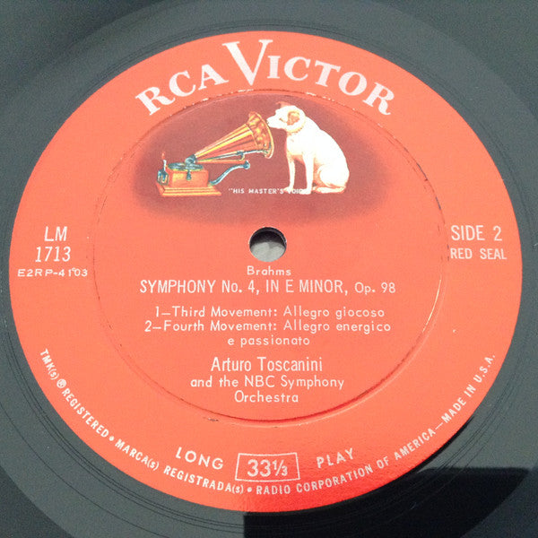 Brahms* - Toscanini* And The NBC Symphony Orchestra : Symphony No. 4, In E Minor, Op. 98 (LP, Album, Mono, RP)