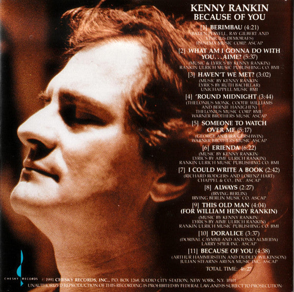 Kenny Rankin : Because Of You (CD, Album)