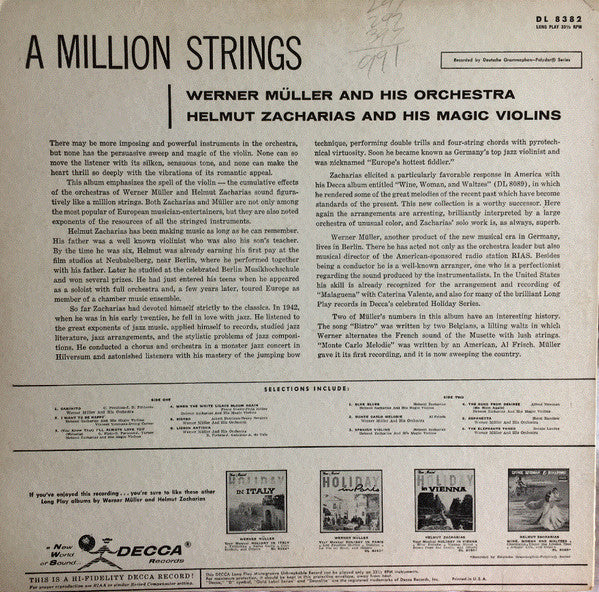 Helmut Zacharias And His Magic Violins*, Werner Müller And His Orchestra* : A Million Strings (LP, Mono)