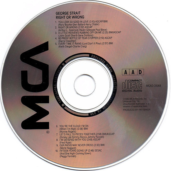 George Strait : Right Or Wrong (CD, Album)