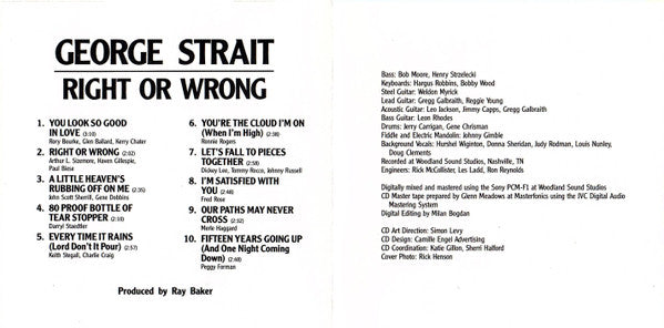 George Strait : Right Or Wrong (CD, Album)