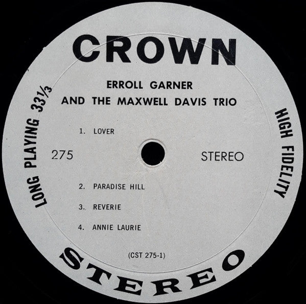 Erroll Garner And The Maxwell Davis Trio* : Erroll Garner And The Maxwell Davis Trio (LP)