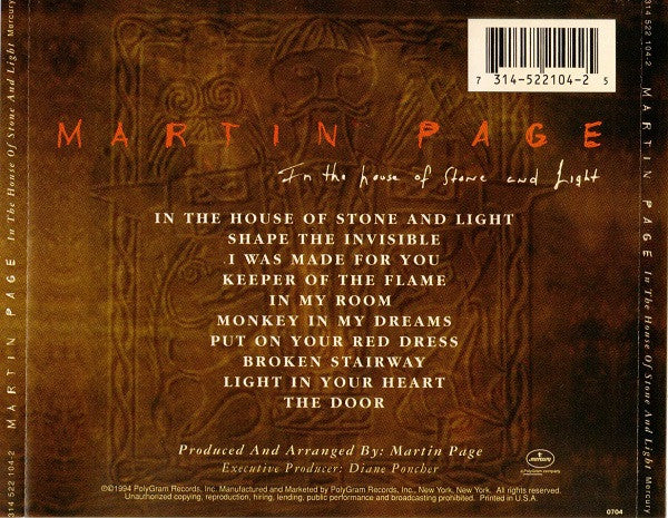 Martin Page : In The House Of Stone And Light (CD, Album)