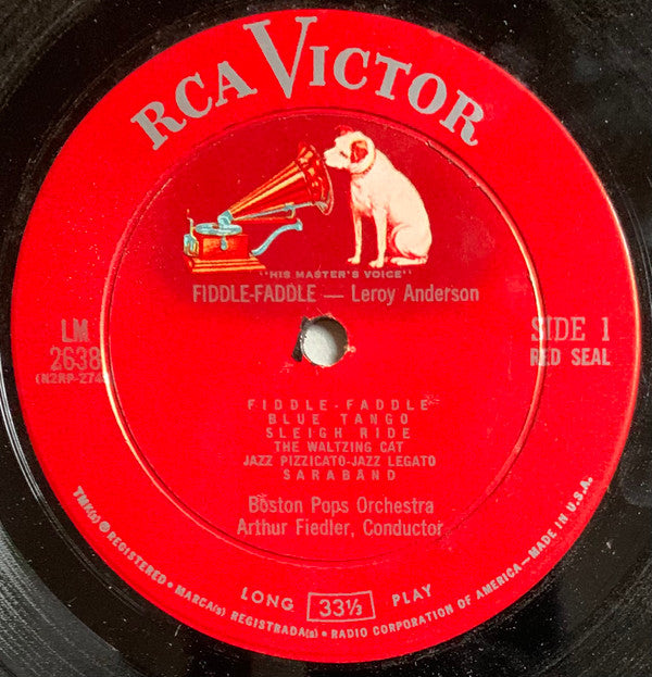 Boston Pops*, Arthur Fiedler : Fiddle-Faddle • Blue Tango • Sleigh Ride (10 Other Leroy Anderson Favorites) (LP, Album, Mono)