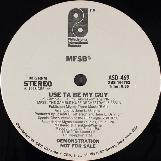 MFSB : Use Ta Be My Guy (12", Promo)