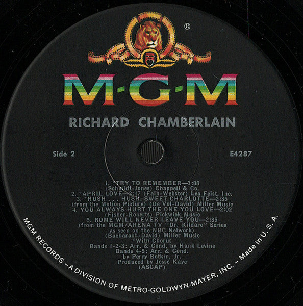 Richard Chamberlain : Joy In The Morning (LP, Album, Mono)