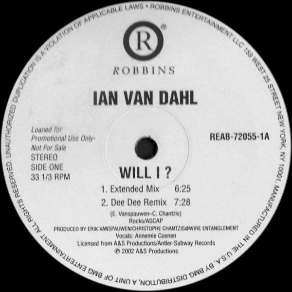 Ian Van Dahl : Will I? (12", Promo)
