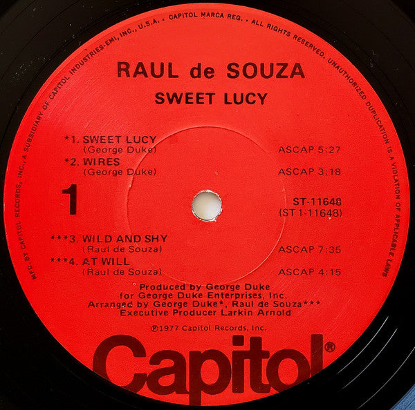 Raul De Souza : Sweet Lucy (LP, Album, Jac)