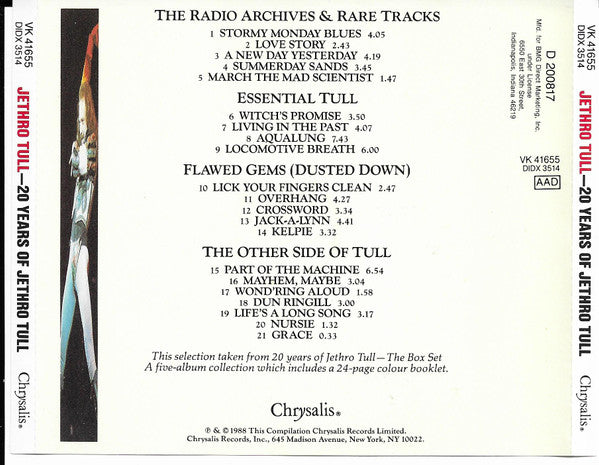 Jethro Tull : 20 Years Of Jethro Tull (CD, Comp, Club)