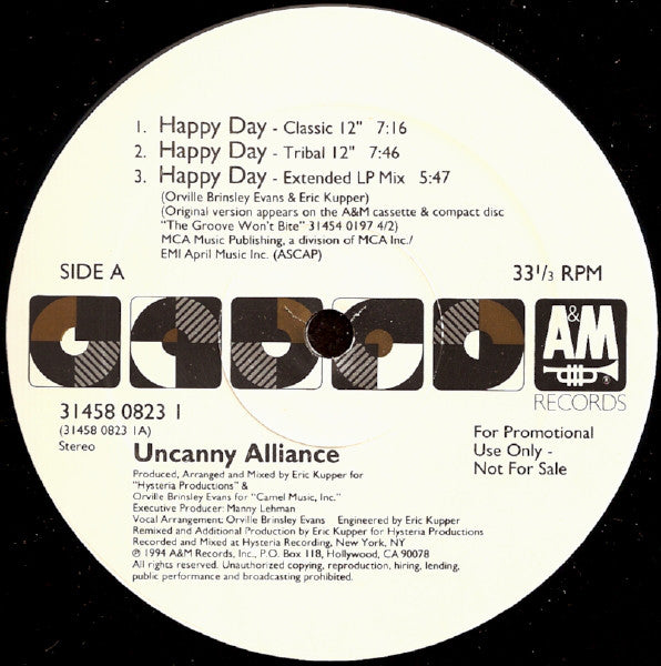 Uncanny Alliance : Happy Day (12", Promo)
