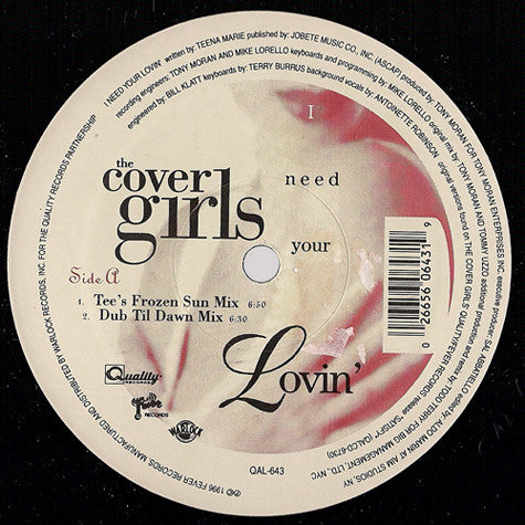 The Cover Girls : I Need Your Lovin' (12")