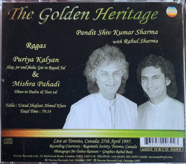 Pandit Shiv Kumar Sharma with Rahul Sharma (2) : The Golden Heritage (CD, Album)