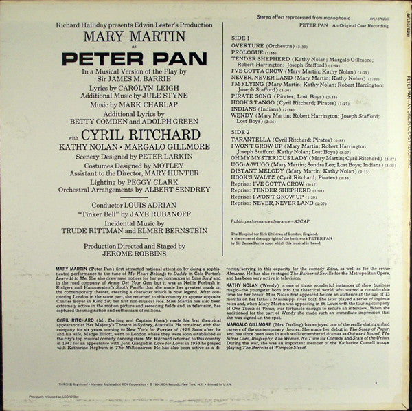 Mary Martin : Peter Pan (An Original Cast Recording) (LP, RE)