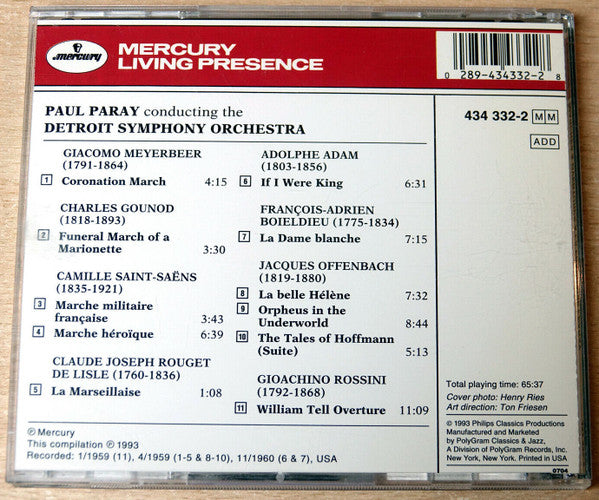 Paul Paray, Detroit Symphony Orchestra : Marches And Overtures À La Française (CD, Comp)