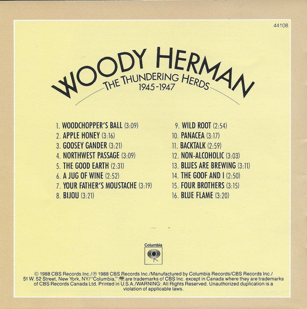 Woody Herman : The Thundering Herds 1945-1947 (CD, Comp, RM, RP)