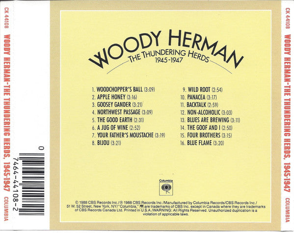 Woody Herman : The Thundering Herds 1945-1947 (CD, Comp, RM, RP)