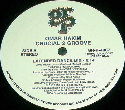 Omar Hakim : Crucial 2 Groove (12", Promo)