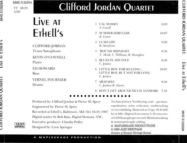 Clifford Jordan Quartet : Live At Ethell's (CD, Album)