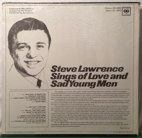 Steve Lawrence (2) : Sings Of Love And Sad Young Men (LP, Album)