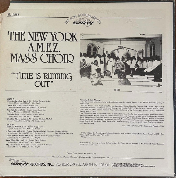 The New York Mass Choir* : Time Is Running Out (LP, Album)