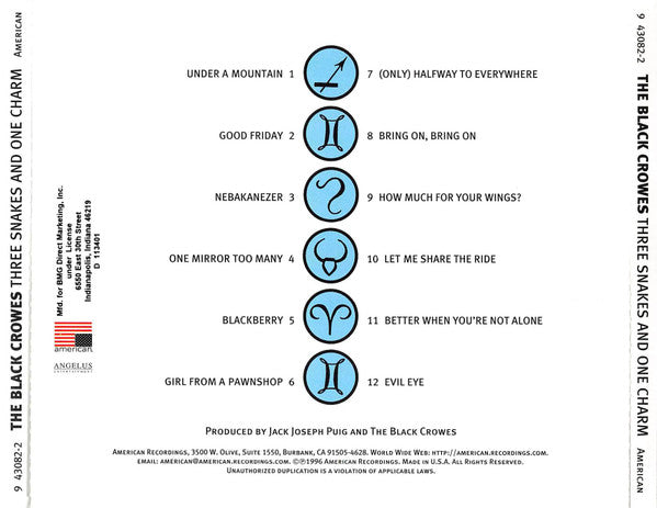 The Black Crowes : Three Snakes And One Charm (CD, Album, Club)