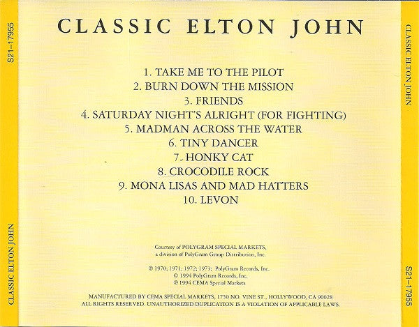 Elton John : Classic Elton John (CD, Comp)