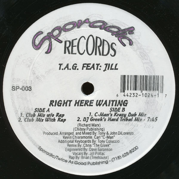 T.A.G. Featuring Jill* : Right Here Waiting (12")