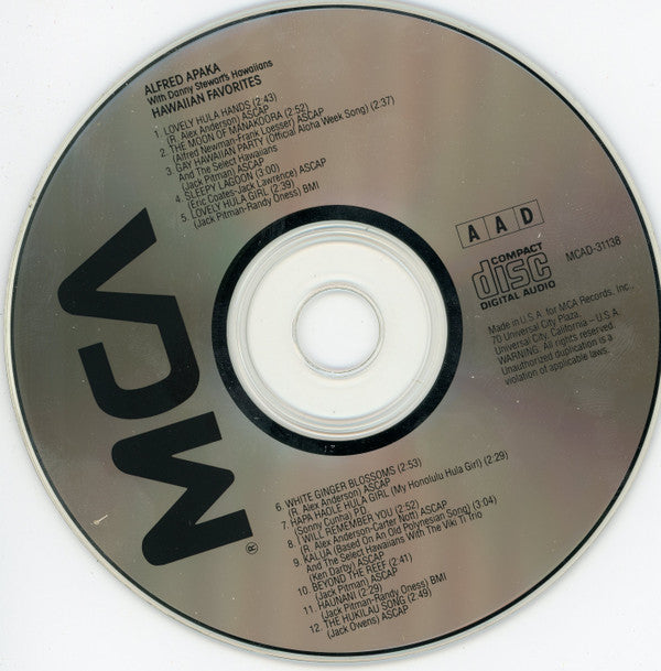 Alfred Apaka With Danny Stewart's Hawaiians : Hawaiian Favorites (CD, Album, RE)