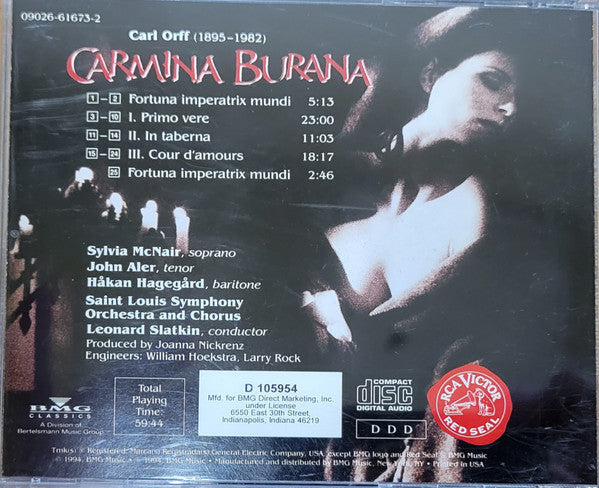 Orff* : Sylvia McNair, John Aler, Håkan Hagegård, Saint Louis Symphony Orchestra & Chorus*, Leonard Slatkin : Carmina Burana (CD, Album, Club)