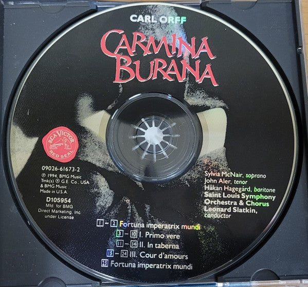 Orff* : Sylvia McNair, John Aler, Håkan Hagegård, Saint Louis Symphony Orchestra & Chorus*, Leonard Slatkin : Carmina Burana (CD, Album, Club)