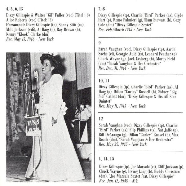 Dizzy Gillespie ♦ Sarah Vaughan & Charlie 'Bird' Parker* : Dizzy Gillespie ♦ Sarah Vaughan & Charlie 'Bird' Parker (CD, Comp, Mono)