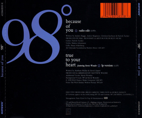 98 Degrees : Because Of You (CD, Single)