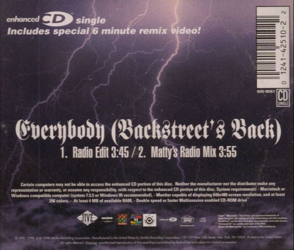 Backstreet Boys : Everybody (Backstreet's Back) (CD, Single, Enh)