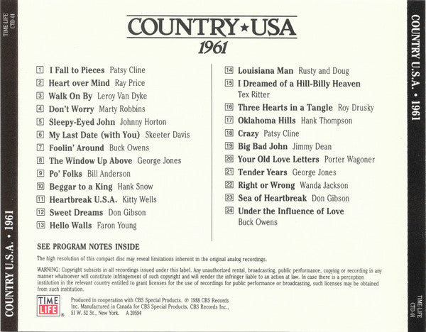 Various : Country USA 1961 (CD, Comp, RM)