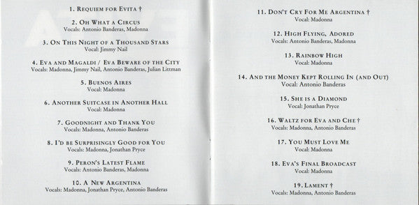 Andrew Lloyd Webber And Tim Rice : Evita (Music From The Motion Picture) (CD, Album, RP)