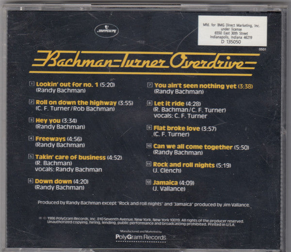 Bachman-Turner Overdrive : BTO's Greatest (CD, Comp, Club, RE)