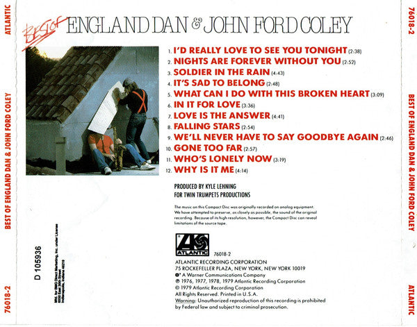 England Dan & John Ford Coley : Best Of England Dan & John Ford Coley (CD, Comp, Club, RE)