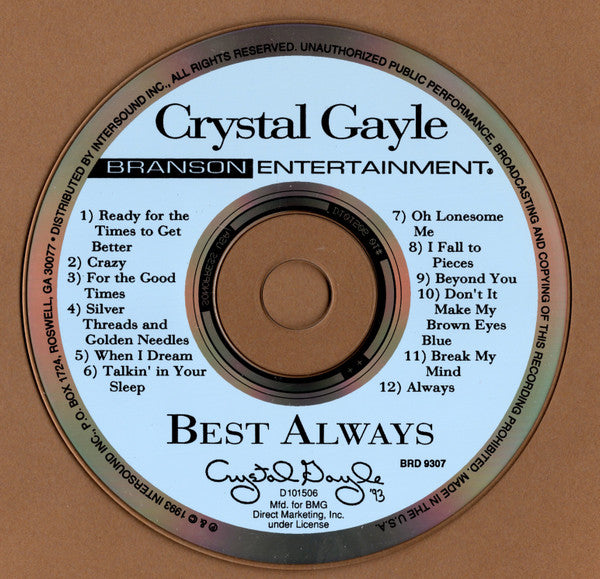Crystal Gayle : Best Always (CD, Album, Club)