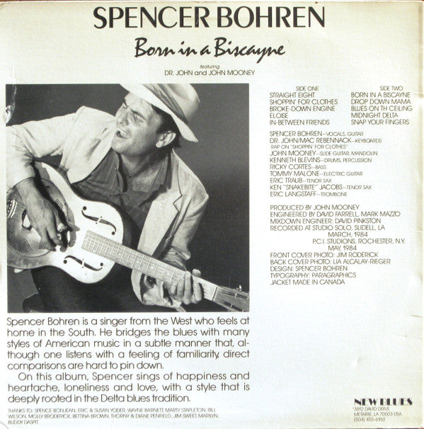 Spencer Bohren : Born In A Biscayne (LP, Album)