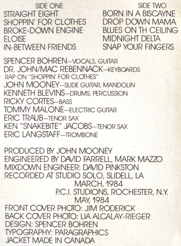 Spencer Bohren : Born In A Biscayne (LP, Album)