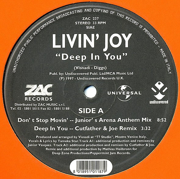 Livin' Joy : Deep In You (12")