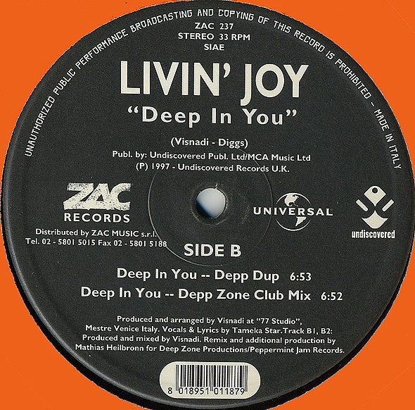 Livin' Joy : Deep In You (12")